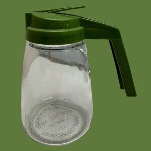 Vintage Federal Housewares Syrup Dispenser Glass Avocado Green MCM Retro